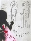 I'm on the phone by Alice Leach, Artist Print, Etching