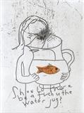 Should there be a fish in the water jug? by Alice Leach, Artist Print, Etching with chine collé