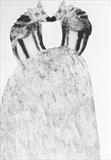 We pressed our noses up against each other by Alice Leach, Artist Print, Collagraph