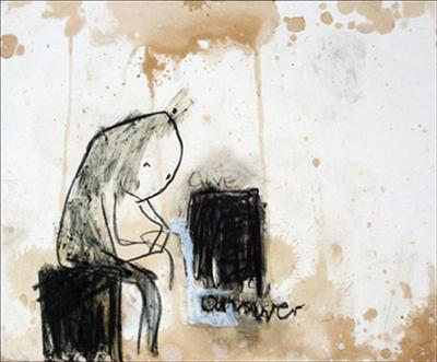 Give answer by Alice Leach, Painting, Oil stick & graphite on gesso on board