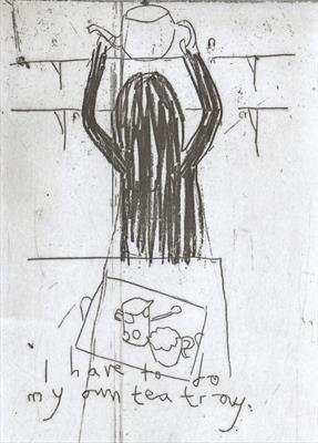 I have to do my own tea tray by Alice Leach, Artist Print, Etching