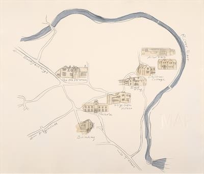 Map of the buildings of Dartington Hall School 1926-1987