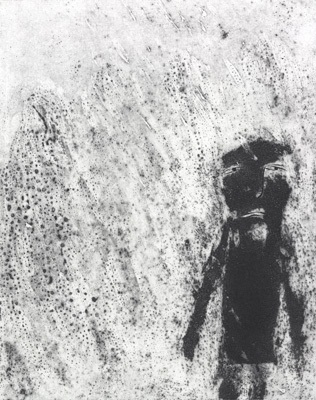 Mr Basic & the mini thunder cloud by Alice Leach, Artist Print, Collagraph