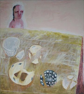 Please don't give me anymore china by Alice Leach, Painting, Oil on canvas