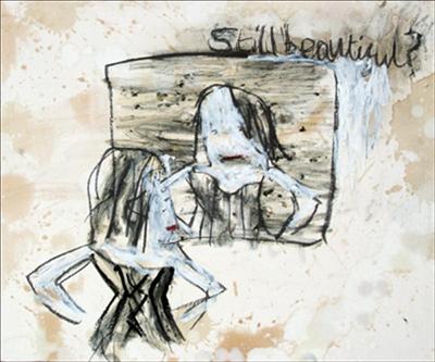 Still beautiful? by Alice Leach, Painting, Oil stick & graphite on gesso on board