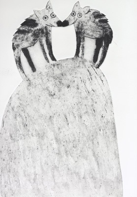 We pressed our noses up against each other and the world fel by Alice Leach, Artist Print, Collagraph