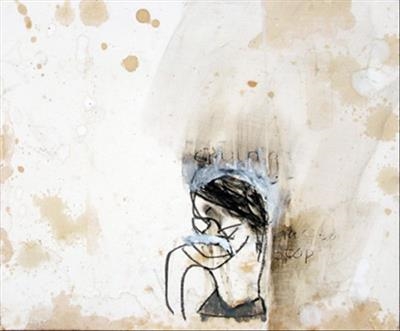Crying has to stop by Alice Leach - Painting  Oil stick & graphite on gesso on board