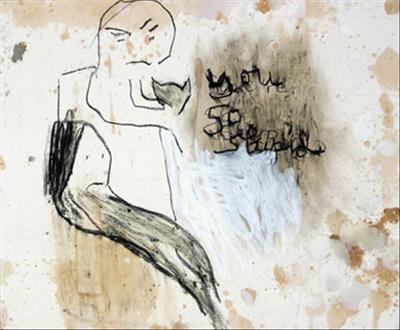 You're so stupid by Alice Leach - Painting  Oil stick & graphite on gesso on board